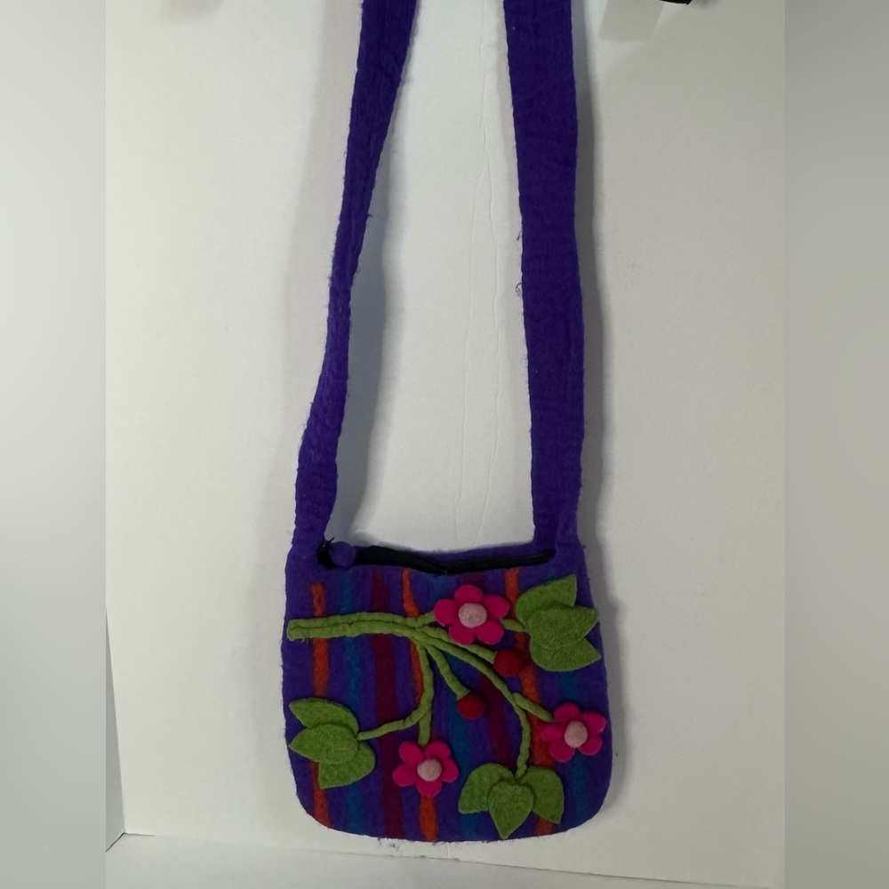 Handmade Colorful Felted Wool Shoulder Bag with Floral Design